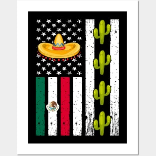 Mexican American Flag Cinco de Mayo Posters and Art